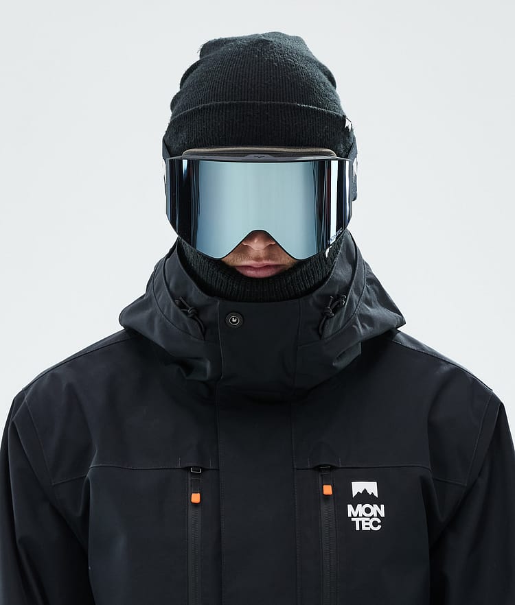 Ski Goggles Black W/Black Moon Blue Mirror