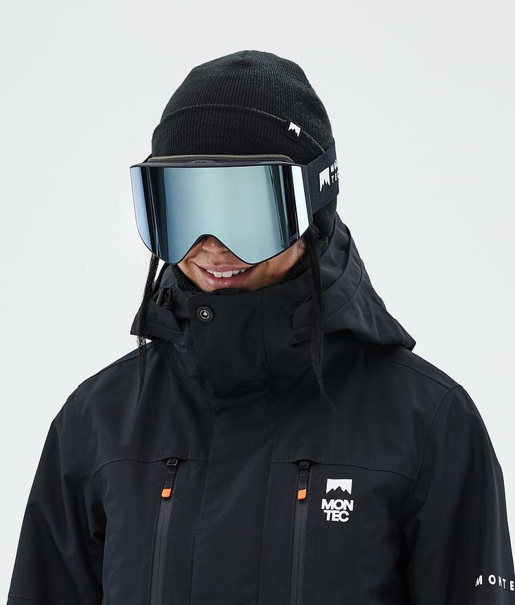 Ski Goggles Black W/Black Moon Blue Mirror