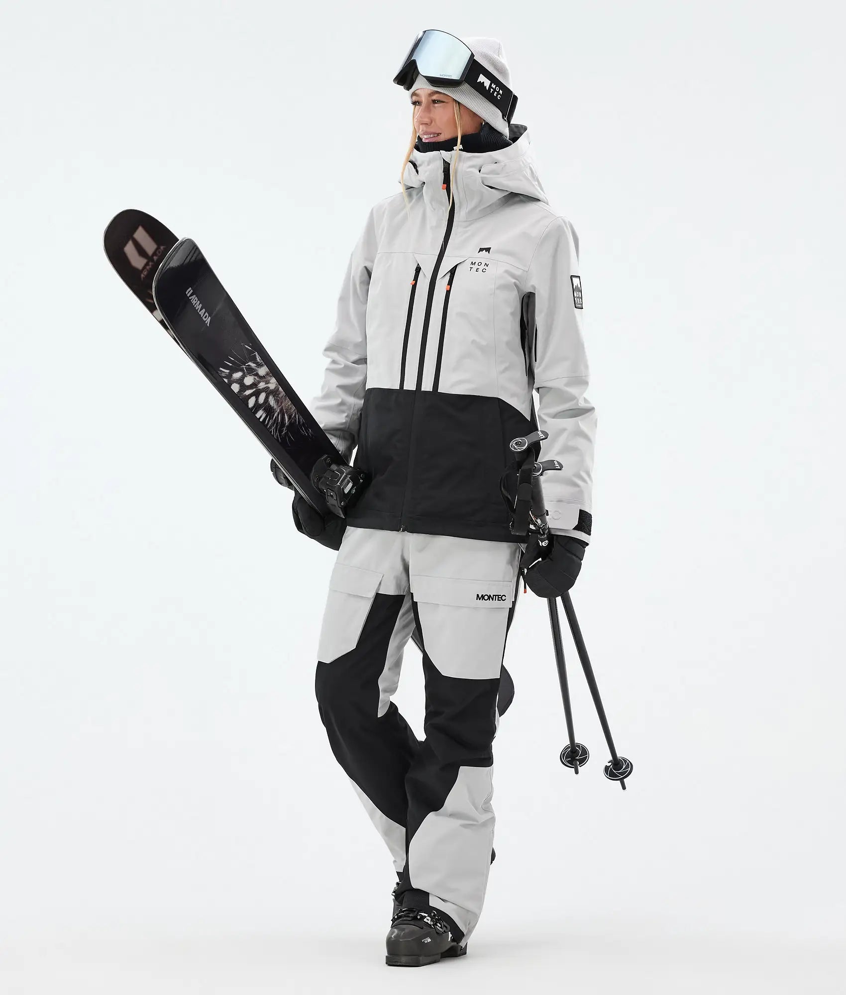 Moss W Skijacke Damen - Light Grey/Black